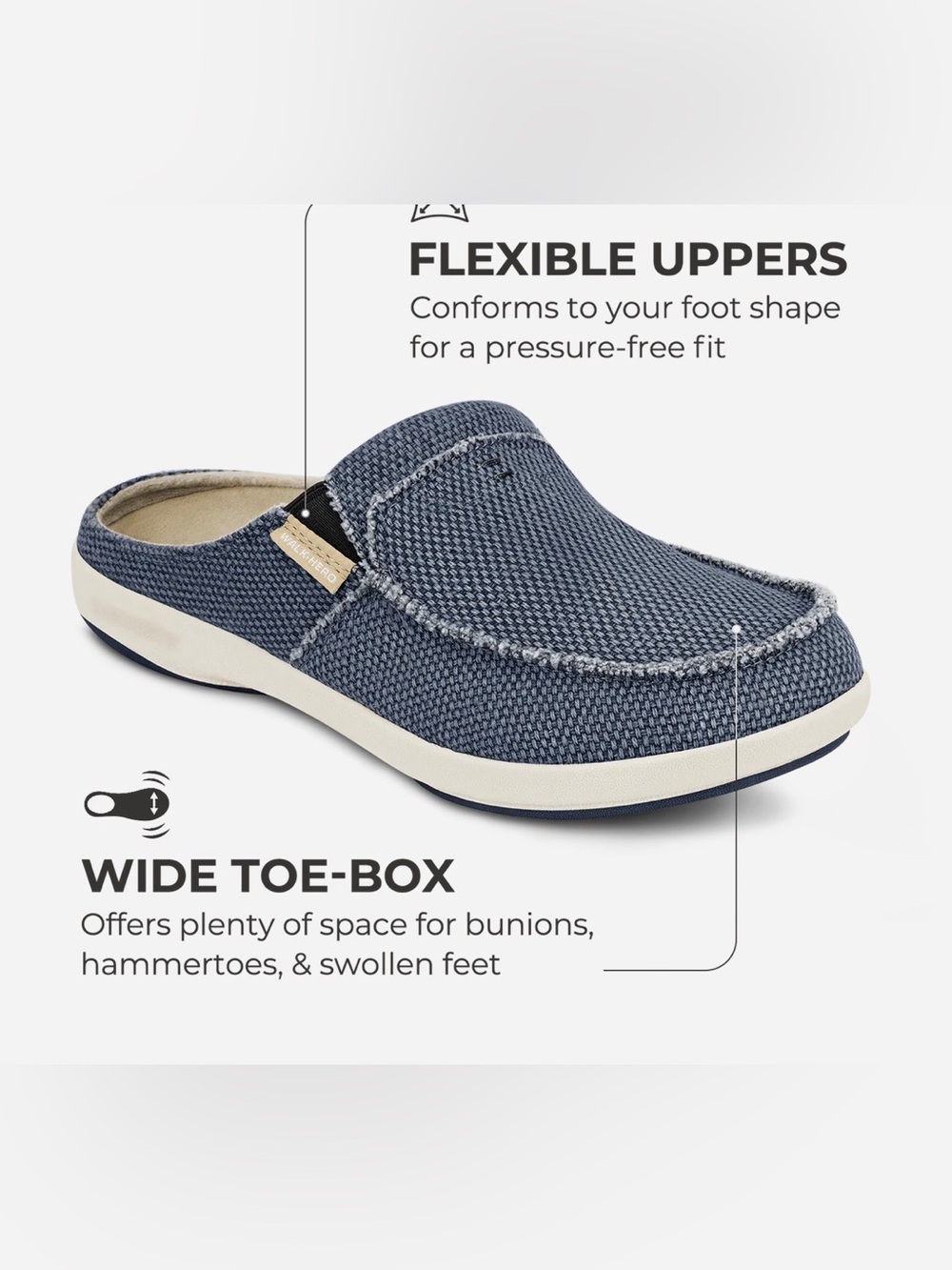 Gecko Man by walk Hero Men's Blue Canvas Arch Support Slippers Size: 8